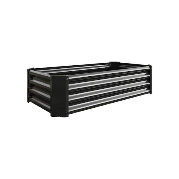 48 in. L x 24 in. W x 12 in. H Black Metal Raised Garden Bed