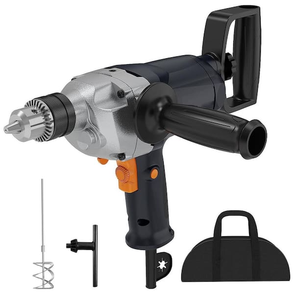 9 A Electric Corded Mixing Drill Machine with Spade Handle 1/2 in. Concrete Mud Mixer with 360° Rotation and Accessories