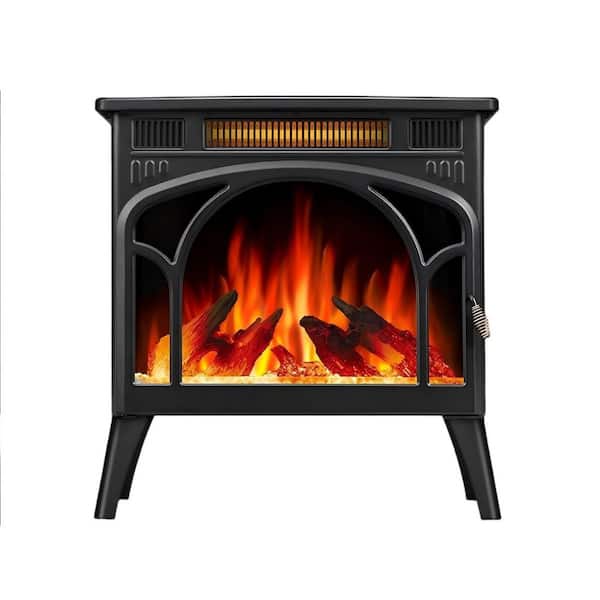 23.46 in. Freestanding Electric Fireplace Stove Heater in Black
