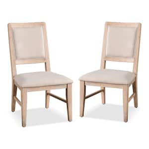 Espica Distressed Natural Fabric Upholstered Dining Chairs (Set of 2)