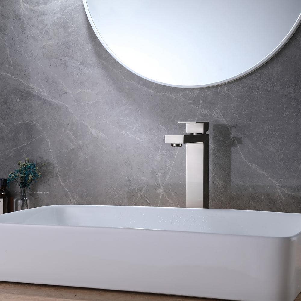Brushed Nickel Single Handle Vessel Sink Bathroom Faucet