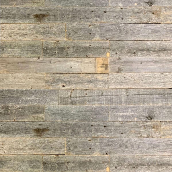 BarnwoodUSA 0.25 in. x 3 in. x 4 ft. Natural Weathered Barn Wood Boards for DIY Wall Panel, Random Lengths (15 sq. ft. Pack)