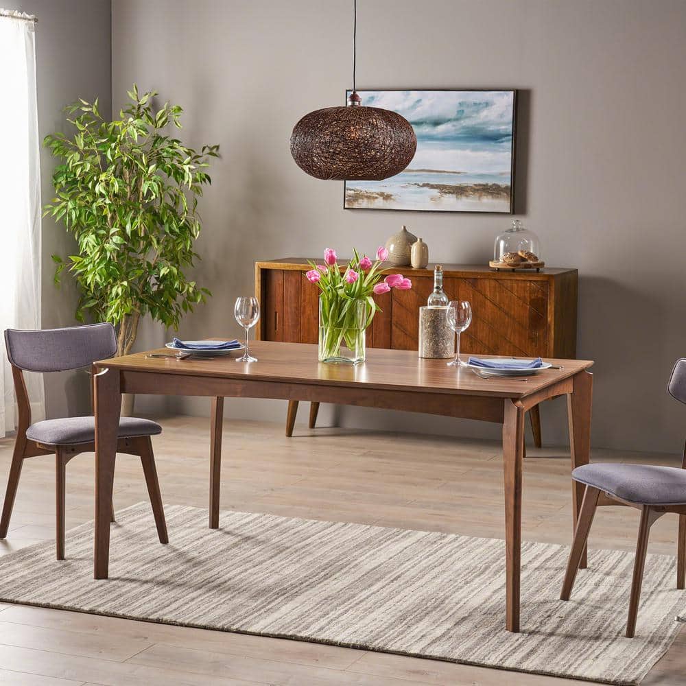 Natural Walnut Brown 59" Contemporary Rectangular Dining Table