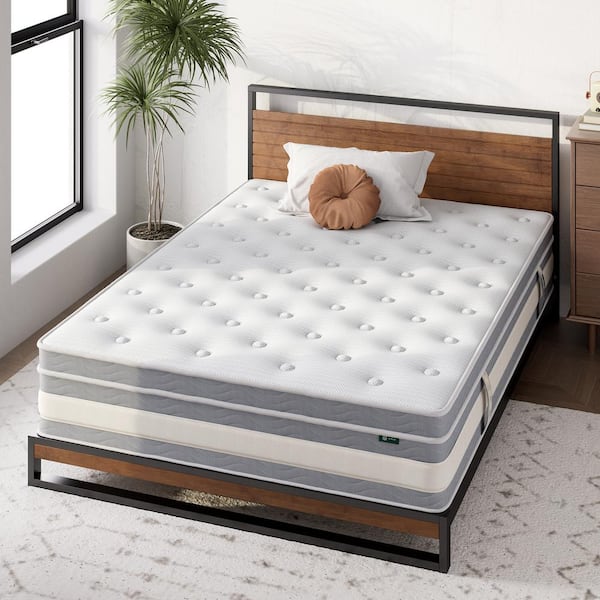 Zinus Cooling Queen Firm Quilted Pocket Spring Hybrid 14 in. Bed-in-a-Box Mattress