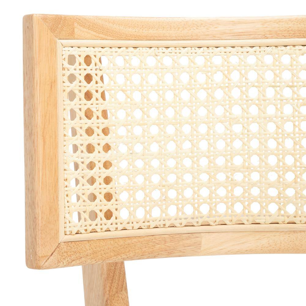 Natural Wood and Cane Upholstered Side Chair