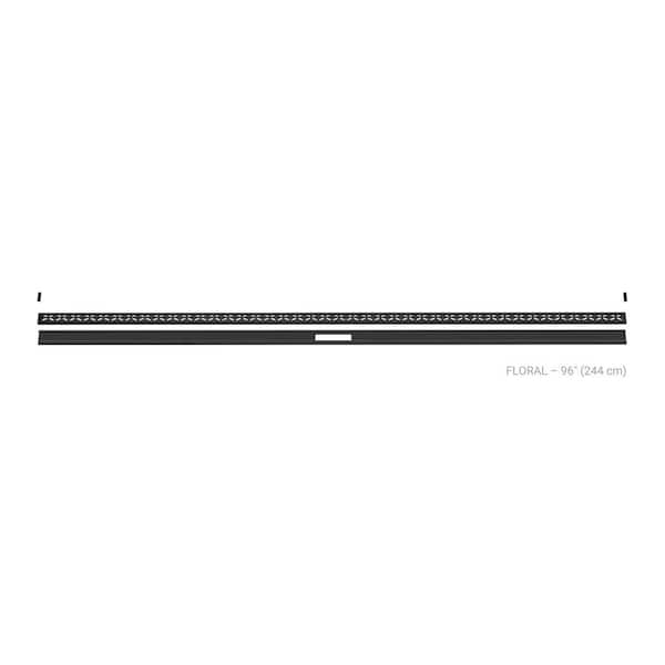 Kerdi-Line-Vario Matte Black 96 in. Floral Grate and Channel Floor Installation Kit for Accessory