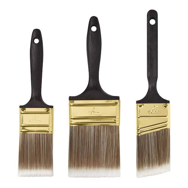 Good 2 in. Flat Cut, 3 in. Flat Cut, 2 in. Angled Sash Polyester Paint Brush Set (3-Piece)