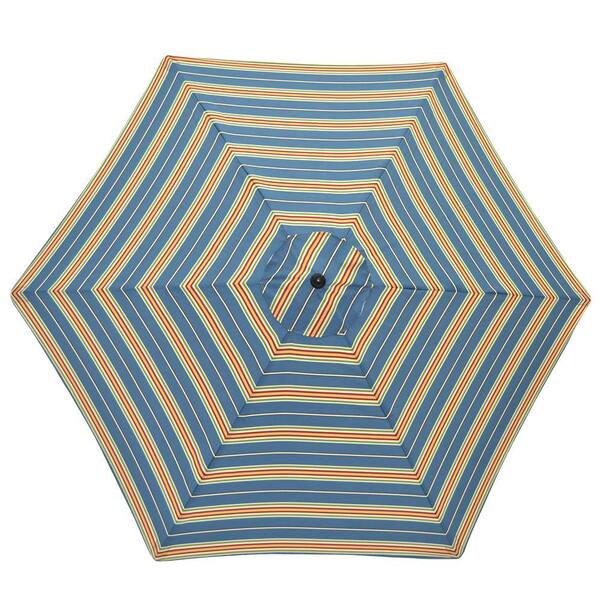 Plantation Patterns 9 ft. Aluminum Patio Umbrella in Ocean Stripe