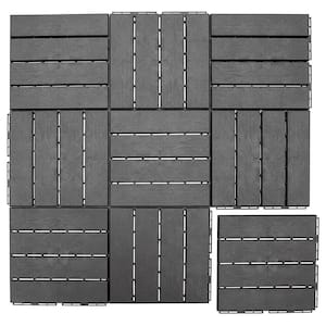 1 ft. x 1 ft. Quick Deck Outdoor Waterproof Flooring All Weather Composite Deck Tile in Dark Gray (27 sq. ft. Per Box)