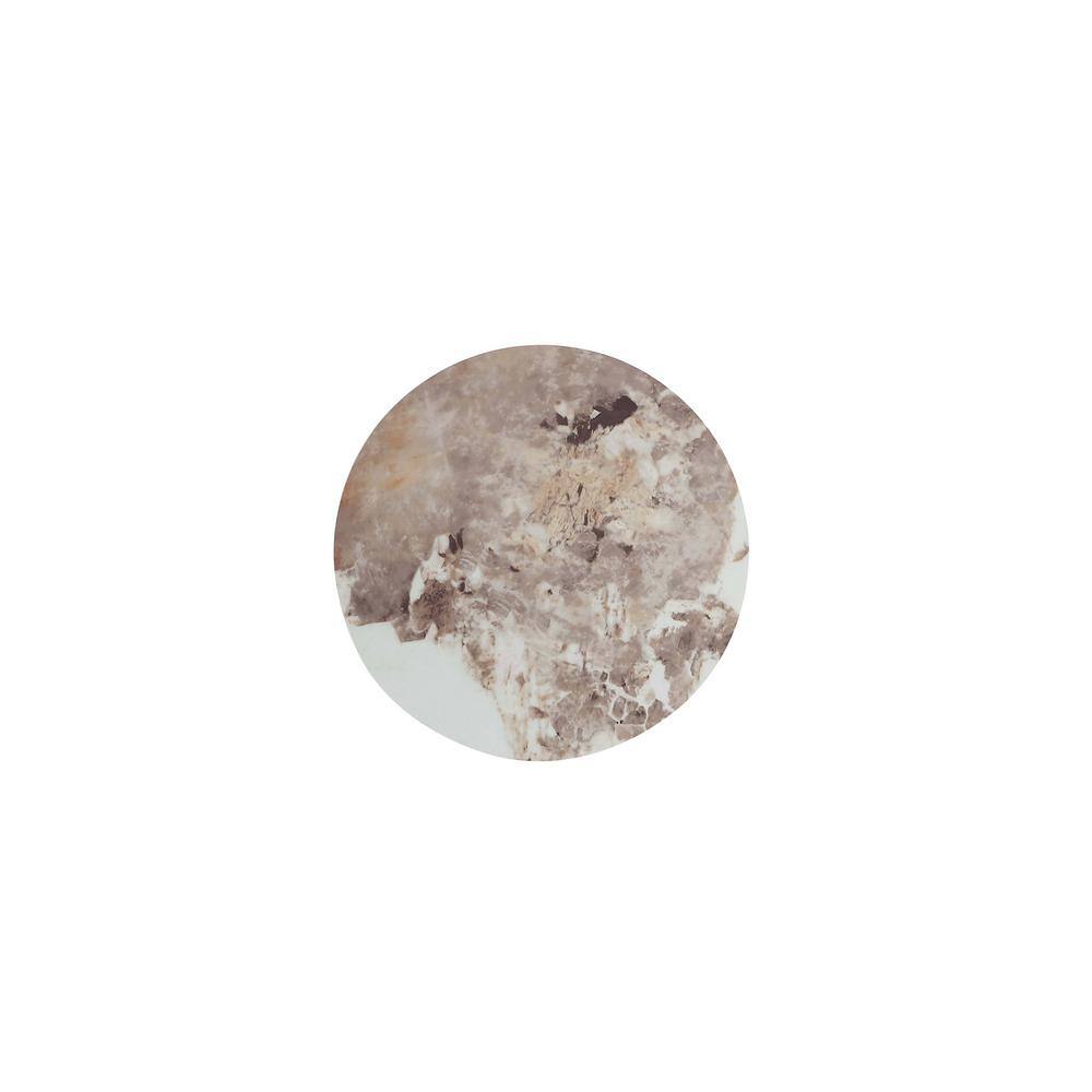 Modern Round Stone and Metal Accent Table
