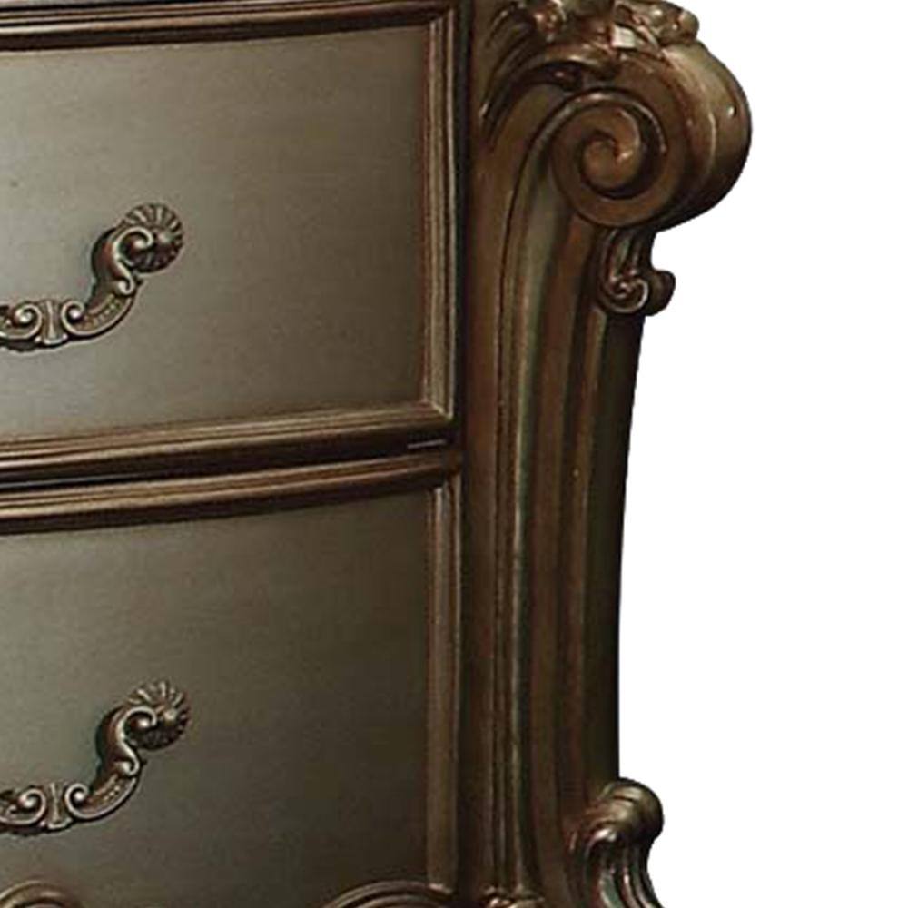 Vendome Antique Gold Patina and Bone Two-Drawer Nightstand