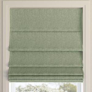 Pryer Cordless Sage Green 100% Blackout Textured Fabric Roman Shade 35 in. W x 64 in. L