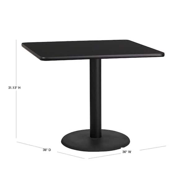 Flash Furniture 36 in. Square Black Laminate Table Top with 24 in