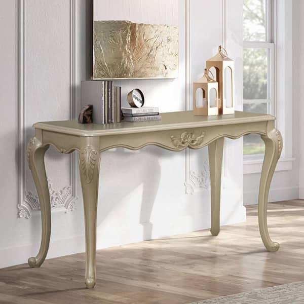 Libertee 52 in. Champagne Finish Rectangle Wood Console Table with No Additional Features