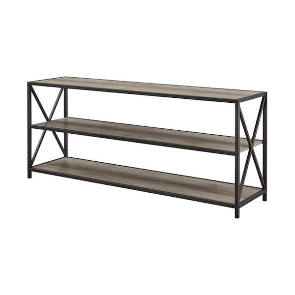 FABULAXE Industrial 42.5 in. Brown Wood and Metal 3-Shelf Etagere Bookcase  Open Storage Free Standing Bookshelf QI003995.M - The Home Depot