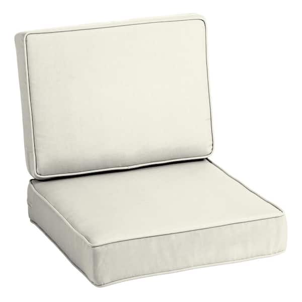 ARDEN SELECTIONS ProFoam 24 in. x 24 in. Sand Cream 2-Piece Deep Seating Outdoor Lounge Chair Cushion
