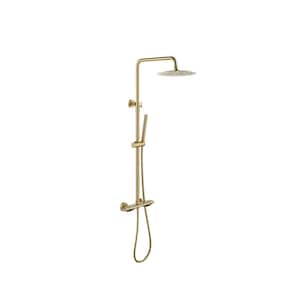 Double Handle 1-Spray Shower Faucet 2.5 GPM with Anti Scald in. Brushed Titanium Gold