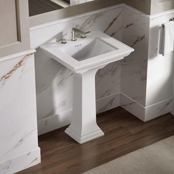 Memoirs Stately Ceramic Pedestal Bathroom Sink Combo in White with Overflow Drain