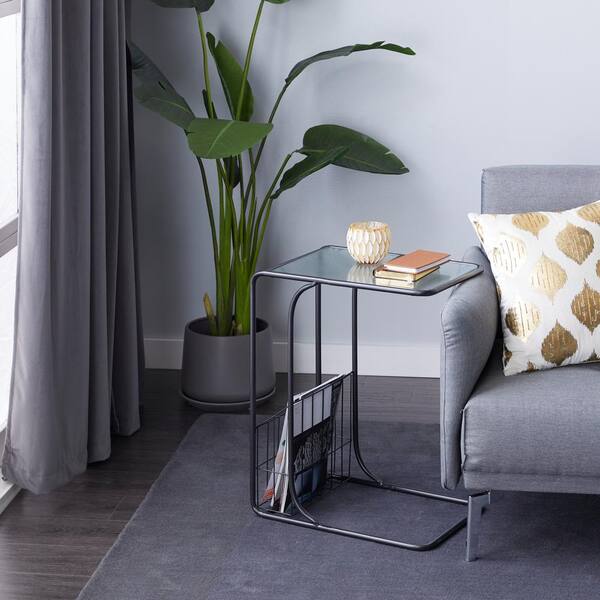 Litton Lane Black Metal Contemporary Accent Table