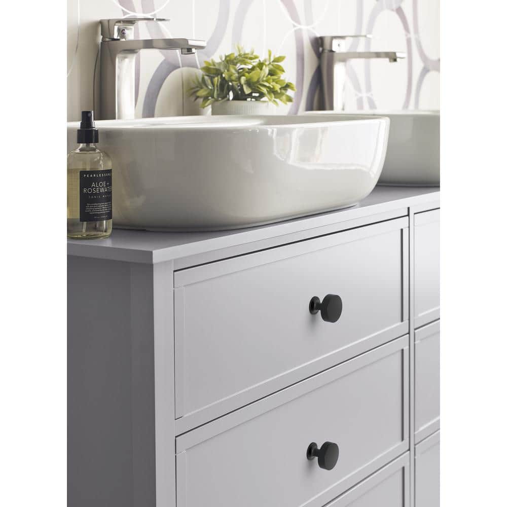 Matte Black Round Modern Cabinet Knob with Mounting Hardware