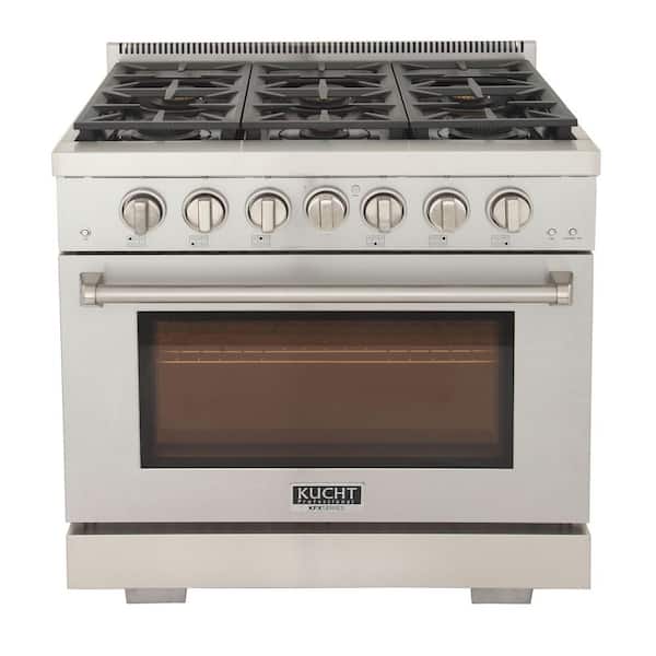 Kucht Professional 36 in. 5.2 cu.ft. Natural Gas Range with Two 21K Power Burners and Convection Oven in Stainless Steel