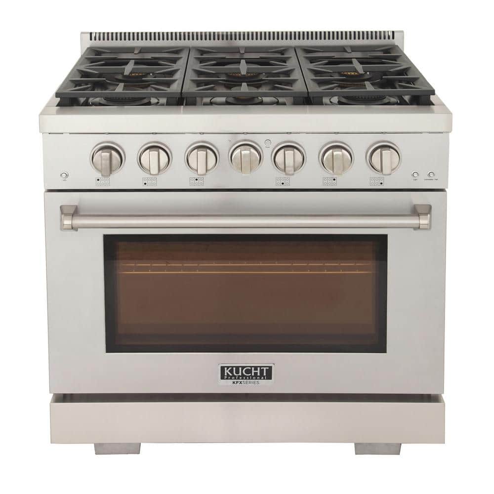 Kucht 36 in. 5.2 cu. ft. Dual Fuel Range with Gas Stove and Electric Oven  with Convection Oven in Stainless Steel KDF362-S - The Home Depot