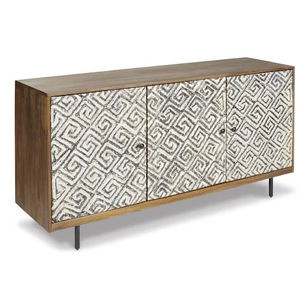 Kerrings Brown/White 32 in. H Accent Cabinet with 3-Shelves
