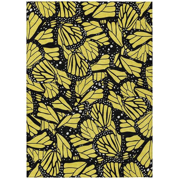 Chantille Machine Washable Indoor/Outdoor Abstract ACN2846 Yellow 5 ft. x 7 ft. 6 in. Area Rug