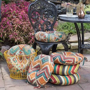 15 in. Sunset Stripe Round Outdoor Seat Cushion (2-Pack)
