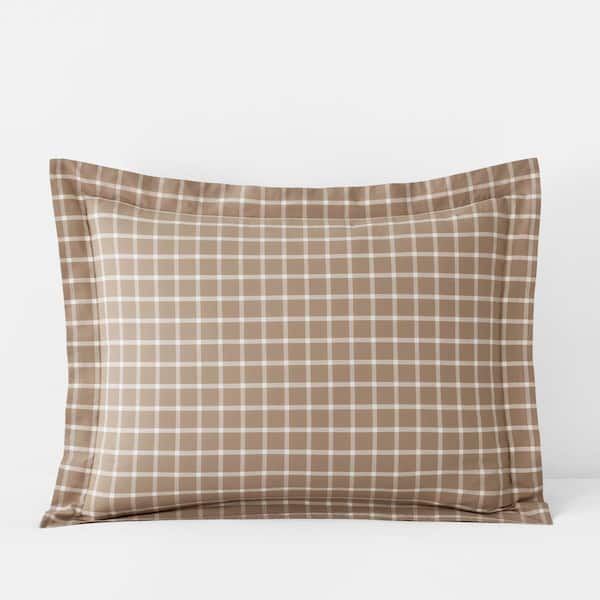 The Company Store Company Cotton Windowpane Yard-Dyed Taupe Cotton Percale King Sham
