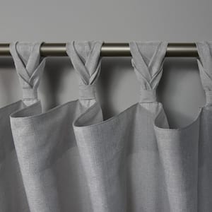 Loha Dove Grey Solid Light Filtering Braided Tab Top Curtain, 54 in. W x 84 in. L (Set of 2)