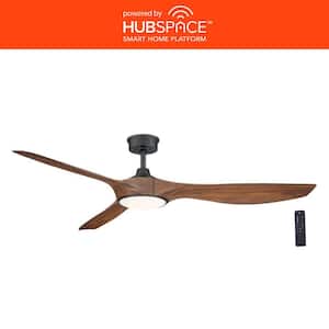 Marlon 66 in. Smart Indoor Natural Iron Ceiling Fan with Adjustable White LED with Remote Included Powered by Hubspace
