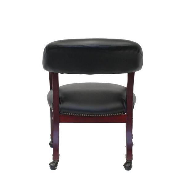 Benjara Anna Vinyl Upholstered Ergonomic Guest Chair in Black and