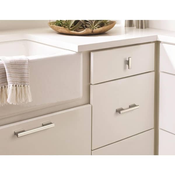 Status 3-3/4 in. (96mm) Modern Satin Nickel Bar Cabinet Pull