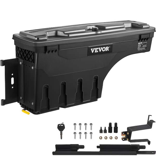 VEVOR 28 in. ABS Truck Bed Storage Box 6.6 Gal. Driver Side Truck Tool Box for Silverado 1500 GMC Sierra 1500 2019-2021, Black