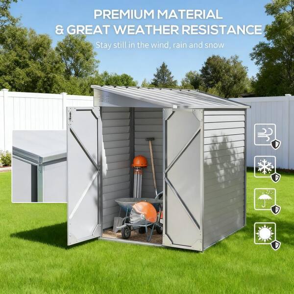 Zeus & Ruta 9 ft. W x 5 ft. D White Metal Garden Shed for Outdoor