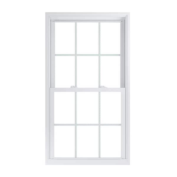 American Craftsman 31.75 in. x 57.25 in. 70 Pro Series Low-E Argon PS Glass Double Hung White Vinyl Repl Window with Grids, Screen Incl