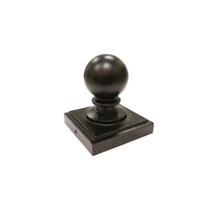 6 in. x 6 in. Black Aluminum Ornamental Ball Post Cap