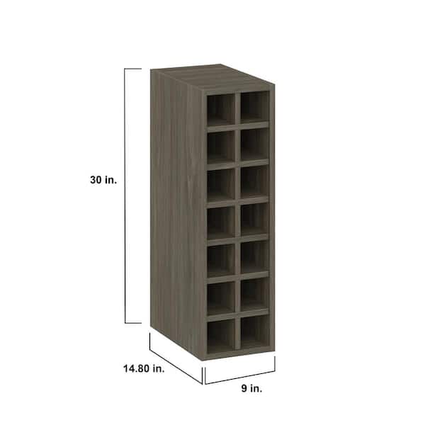 J COLLECTION Medora textured 9 in. W x 30 in. H x 14 in. D in Slab Walnut Wall Kitchen Cabinet Wine Rack