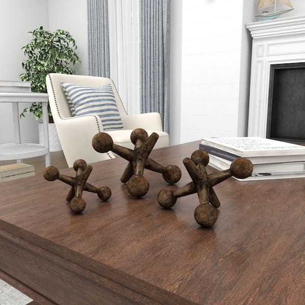 アンティーク雑貨 JACK Litton Lane Gold Metal Jack Sculpture (Set of 3) 44535 - The Home