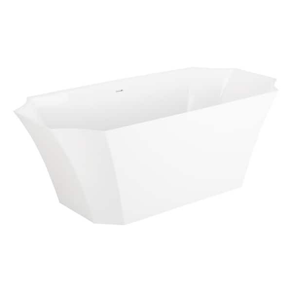 SIGNATURE HARDWARE Rossetti 67 in. x 32 in. Soaking Bathtub with Center Drain in White