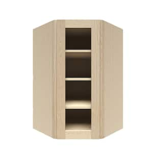 Lancaster Shaker Assembled 24 in. x 42 in. x 12 in. Wall Diagonal Corner Cabinet with 1 Mullion Door in Natural Wood