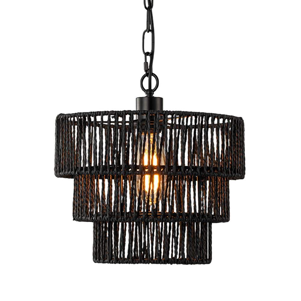 Sefinn Four Boho 1-Light Hand-Woven Rattan Round Pendant Sefinn Four Boho 1-Light Hand-Woven Rattan Round Pendant