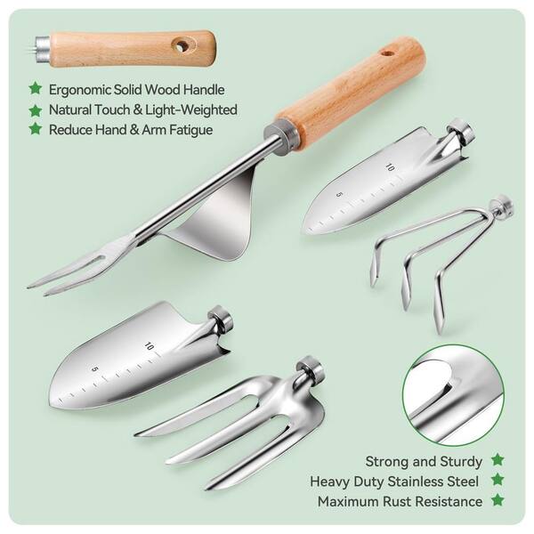 Justincity 9-Piece Garden Tool Set, Heavy Duty Gardening Hand