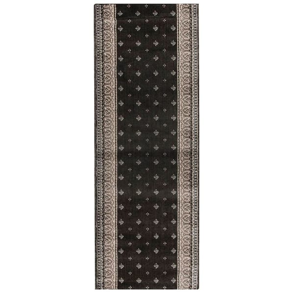Kurdamir Fleur De Lis Abbey/Navajo White 33 in. W x 12 in. L Your Choice Length Stair Runner Coverage Area 2.75 sq. ft.