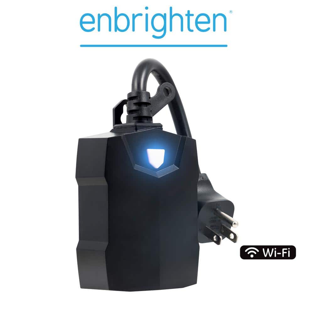 Enbrighten Wi-Fi Smart 2-Outlet Outdoor Switch Plug-in, 51251, Black 