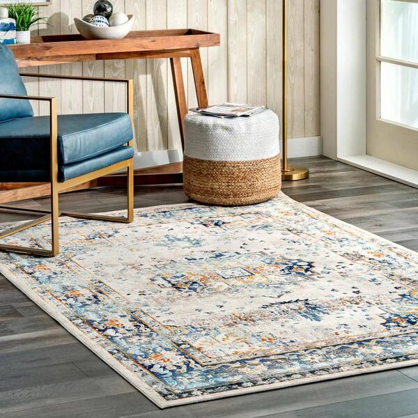 Josephine Winged Cartouche Grey 6 ft. x 6 ft. Square Area Rug