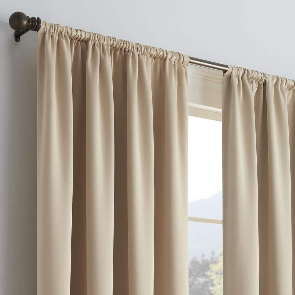 Taupe Polyester Room-Darkening Curtain Panel 54" x 84"
