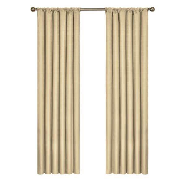 Eclipse Kendall Thermaback Cafe Solid Polyester 42 in. W x 84 in. L Blackout Single Rod Pocket Curtain Panel