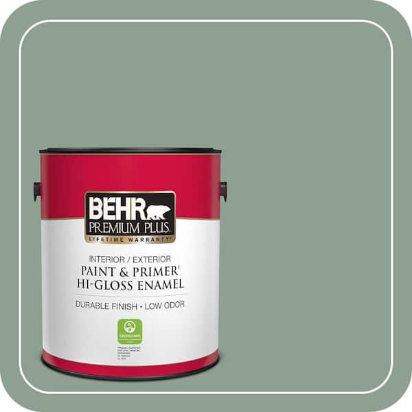BEHR PREMIUM PLUS 1 gal. #ECC-52-3 Hillside View Hi-Gloss Enamel Interior/Exterior Paint & Primer